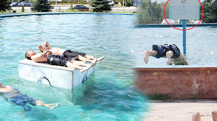 220 voltluk elektrik sisteminin olduğu havuzlarda yüzüyorlar