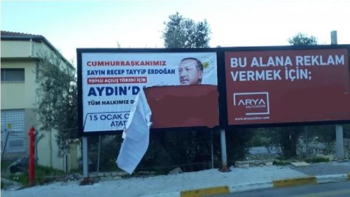 Cumhurbaşkanı Erdoğan'ın afişlerini yırtan kişi gözaltına alındı