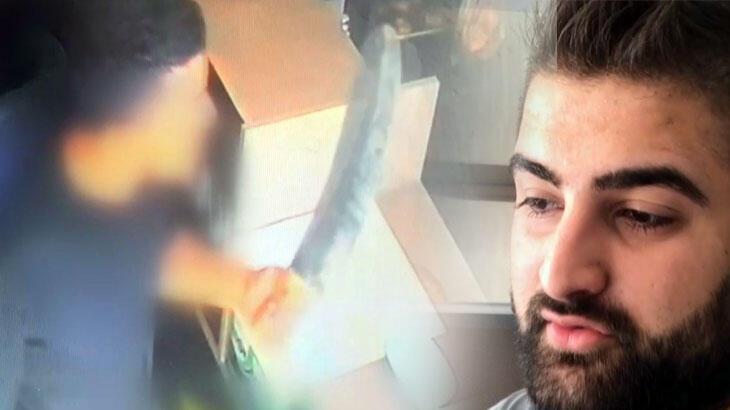 Korku dolu anlar! İstediği böreği alamayınca satırla saldırdı