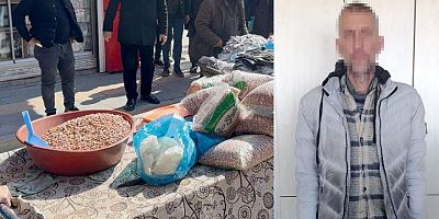 Dolandırarak aldığı ürünleri tezgahta sattı