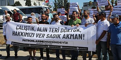 Rusya'da çalışıp haklarını alamayan işçiler Sasa fabrikası önünde eylem yaptı