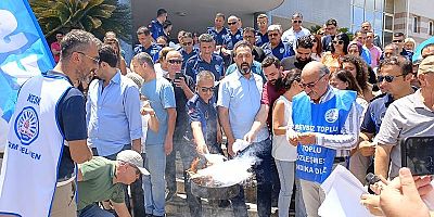 TÜM BEL SEN üyeleri Adana'da bordro yaktı